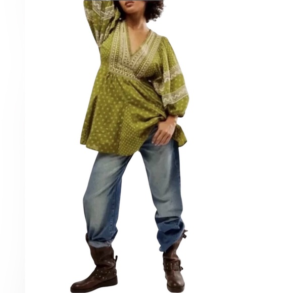 Free People NWT Sweet SW Embroidered Mini Dress in Olive Moss Green BUST 35.5” - Picture 3 of 16